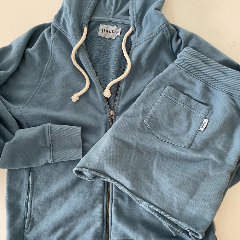 PACT Zipper Hoodie (M) & Short Matching Set (L) in Blue